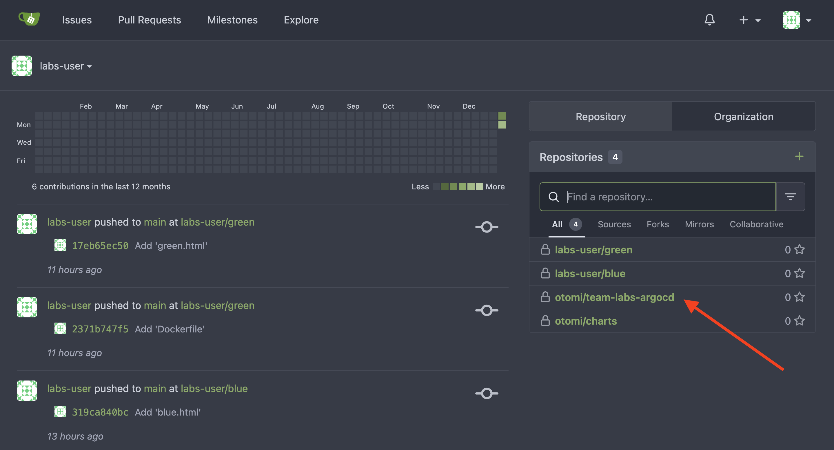 Gitea Repository for Argo CD in APL